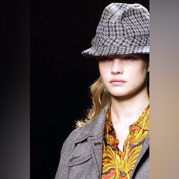 PRADA F/W 2003 HOUNDSTOOTH FEDORA HAT - Picture 1 of 15